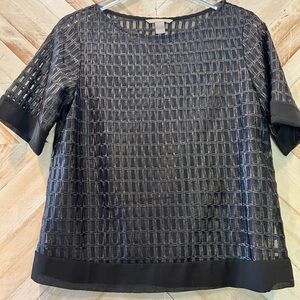 Banana Republic Women’s Mesh Square See Through Short Sleeve Top oversized boxy